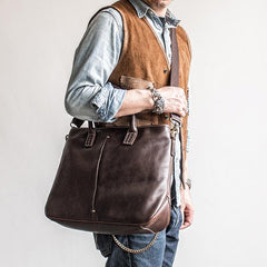 Genuine Leather Mens Briefcase Messenger Bag Laptop Bag Shoulder Bag for men