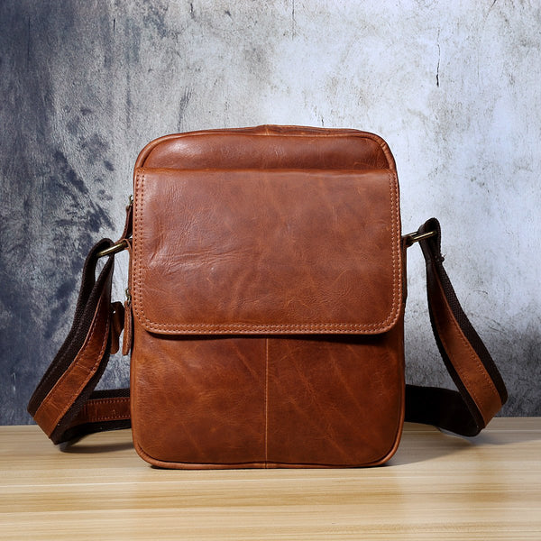 Genuine Leather Mens Cool Messenger Bag Small Bag Chest Bag Bike Bag Cycling Bag for men - imessengerbags