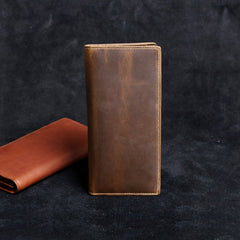 Genuine Leather Mens Cool Long Leather Wallet Zipper Clutch Wristlet Wallet for Men - imessengerbags