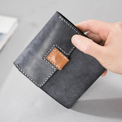 Handmade Leather Mens Cool Slim Leather Wallet Men Small Wallets Trifold for Men - imessengerbags