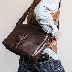 Genuine Leather Mens Messenger Bag Briefcase Laptop Bag Bike Bag Cycling Bag for men