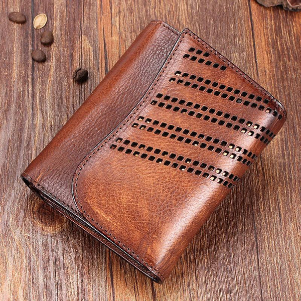Handmade Mens Cool billfold Leather Wallet Men Small Zipper Wallets Trifold for Men - imessengerbags