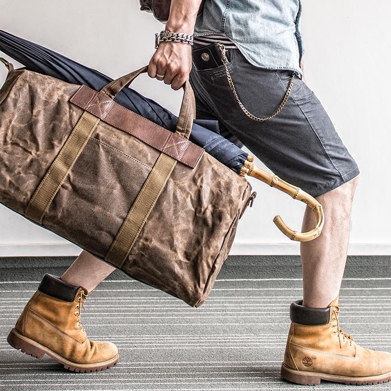canvas travel bags for men Men's Large Backpack Whether youre going on an overnight trip or a weekend getaway Polare 23" Waxed Canvas Cowhide