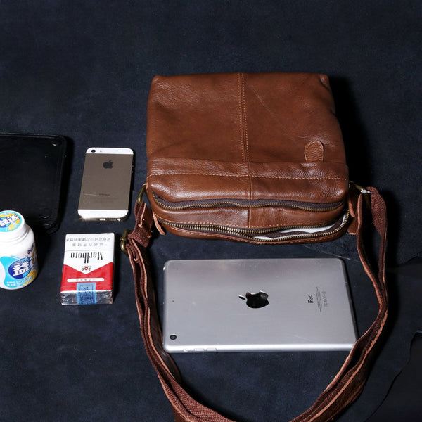 Genuine Leather Mens Cool Messenger Bag Square Bag Chest Bag Bike Bag Cycling Bag for men - imessengerbags