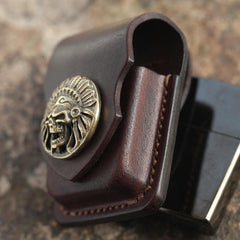 Cool Mens Leather Indian Zippo Lighter Cases with Loop Zippo lighter Holder with clips