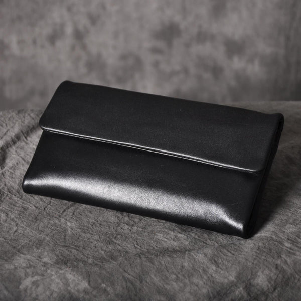 Handmade Leather Mens Cool Long Leather Wallet Trifold Clutch Wallet for Men - imessengerbags