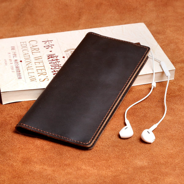 Handmade Leather Mens Cool Long Leather Wallet Clutch Wristlet Wallet for Men - imessengerbags
