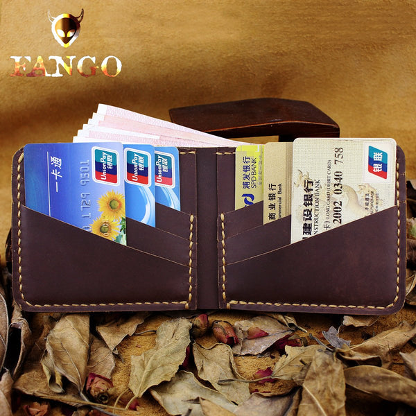 Handmade Leather Mens Cool Slim Leather Wallet Men billfold Wallets Bifold for Men - imessengerbags