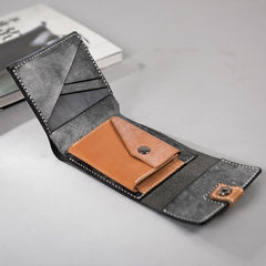 Handmade Leather Mens Cool Slim Leather Wallet Men Small Wallets Trifold for Men - imessengerbags