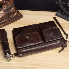 Genuine Leather Mens Cool Messenger Bag Clutch Bag Chest Bag Bike Bag Cycling Bag for men - imessengerbags