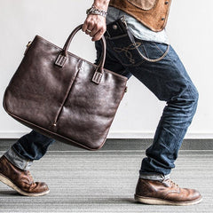 Genuine Leather Mens Briefcase Messenger Bag Laptop Bag Shoulder Bag for men