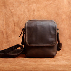 Genuine Leather Mens Cool Messenger Bag Square Bag Chest Bag Bike Bag Cycling Bag for men - imessengerbags