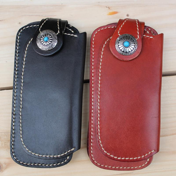 Handmade Biker Leather Chain Wallet Cool Bifold Long biker Wallet for Men - imessengerbags