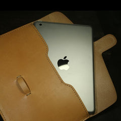 Handmade Leather Minimalist Mens Cool Long Leather iPad Bag Wristlet Clutch Wallet for Men