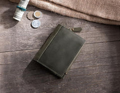 Handmade Leather Mens Cool Slim Leather Wallet Men Small Wallets Bifold for Men - imessengerbags