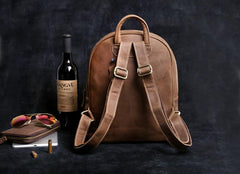 Genuine Leather Mens Cool Backpack Sling Bag Large Black Travel Bag Hiking Bag for men