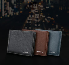 Genuine Leather Mens Cool Slim Leather Wallet Men Small Wallets Bifold for Men - imessengerbags