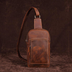 Casual Leather Chest Bag Sling Bag Crossbody Sling Bag Hiking Sling Bag For Men