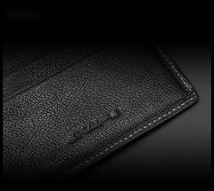 Genuine Leather Mens Cool Slim Leather Wallet Men Small Wallets Bifold for Men - imessengerbags