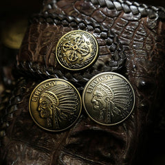 Handmade Leather Crocodile skin Biker Wallet Mens Cool Chain Wallet Trucker Wallet with Chain - imessengerbags