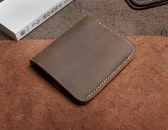 Handmade Leather Mens Cool Slim Leather Wallet Men Small Wallets Bifold for Men - imessengerbags