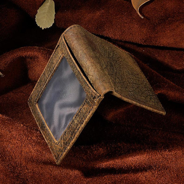Handmade Leather Mens Cool Slim Leather Wallet Card Wallet Holders Men Small Wallets Bifold for Men - imessengerbags