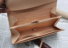 Handmade Leather Mens Clutch Long Wallet Cool Vintage Long Wallet for Men