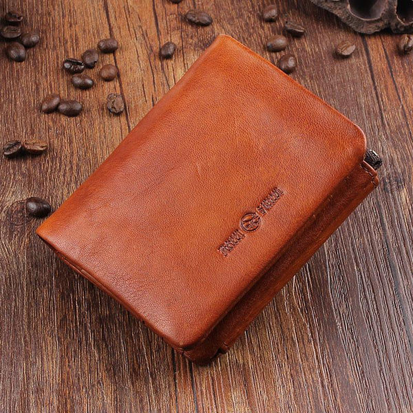 Handmade Mens Cool billfold Leather Wallet Men Small Wallets Trifold for Men - imessengerbags