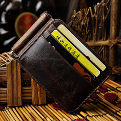 Genuine Leather Mens Cool Slim Leather Wallet Card Wallet Holders Men Front Pocket Wallet for Men - imessengerbags