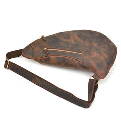 Handmade Leather Mens Cool Chest Bag Sling Bag Crossbody Bag Travel Bag Hiking Bag for men