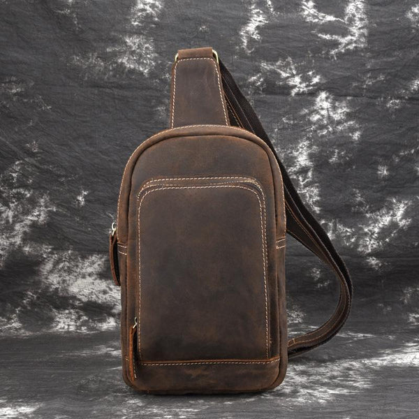 Casual Leather Chest Bag Sling Bag Crossbody Sling Bag Hiking Sling Bag For Men - imessengerbags