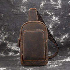Casual Leather Chest Bag Sling Bag Crossbody Sling Bag Hiking Sling Bag For Men