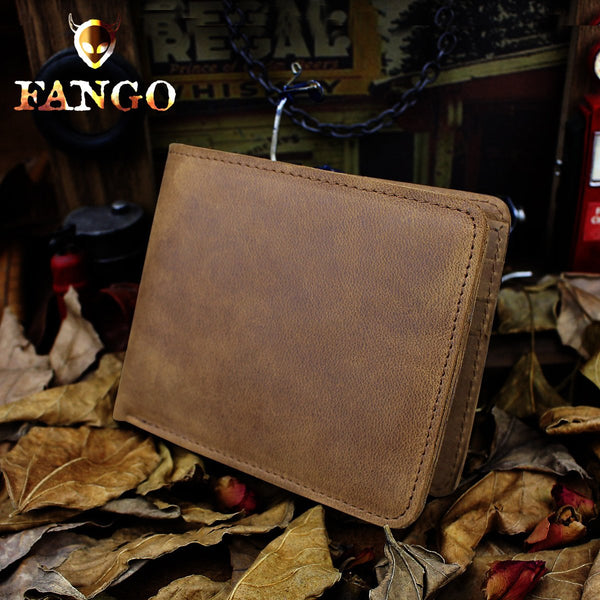 Handmade Leather Mens Cool Slim Leather Wallet Men billfold Wallets Bifold for Men - imessengerbags