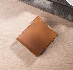 Handmade Leather Mens Cool Slim Leather Wallet Men Small Wallets Bifold for Men - imessengerbags