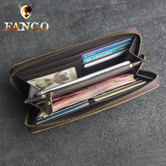 Handmade Leather Floral Mens Cool Travel Long Wallet Card Holder Card Slim Clutch Wallets for Men - imessengerbags