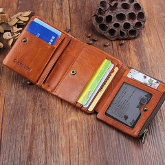 Handmade Mens Cool billfold Leather Wallet Men Small Wallets Trifold for Men - imessengerbags