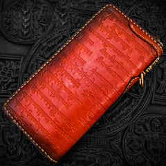 Handmade Leather Tibetan Mens Chain Biker Wallet Cool Leather Wallet Long Clutch Wallets for Men - imessengerbags