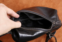 Genuine Leather Mens Cool Chest Bag Sling Bag Crossbody Bag Travel Bag Hiking Bag for men