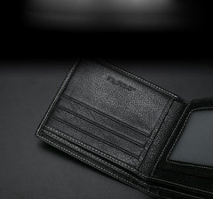 Genuine Leather Mens Cool Slim Leather Wallet Men Small Wallets Bifold for Men - imessengerbags