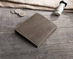Handmade Leather Mens Cool Slim Leather Wallet Men Small Wallets Bifold for Men - imessengerbags