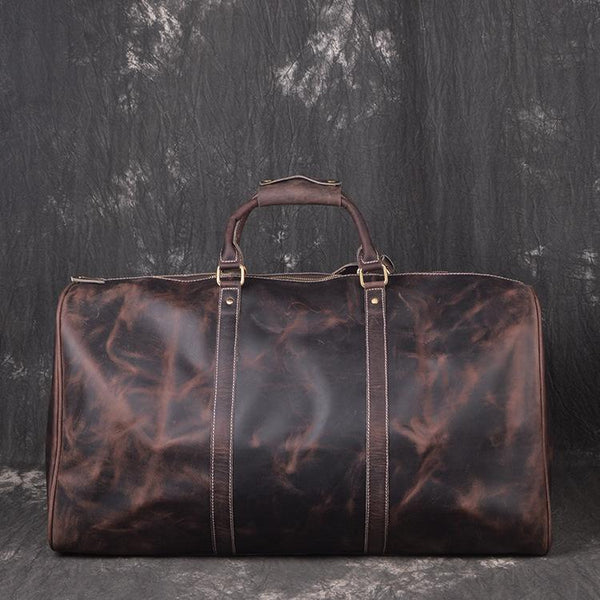 Genuine Leather Mens Cool Weekender Bag Travel Bag Duffle Bags Overnight Bag Holdall Bag for men