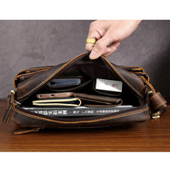 Handmade Leather Mens Cool Small Messenger Bag iPad Bag Chest Bag Bike Bag Cycling Bag for men - imessengerbags