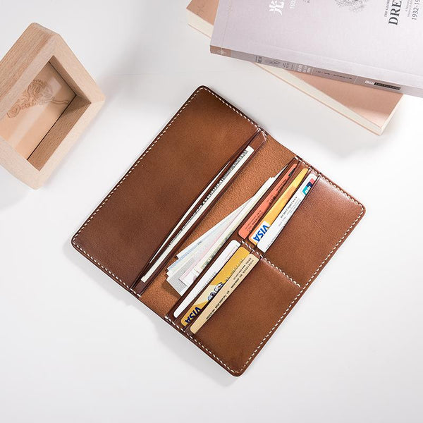 Handmade Leather Mens Clutch Wallet Cool Leather Wallet Long Phone Wallets for Men - imessengerbags