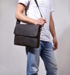 Handmade Leather Mens Cool Messenger Bag Chest Bag Bike Bag Cycling Bag for men