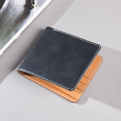 Handmade Leather Mens Cool Slim Leather Wallet Men Small Wallets Bifold for Men - imessengerbags