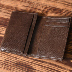 Handmade Leather Mens Cool Slim Leather Wallet Men Small Wallets Bifold for Men - imessengerbags