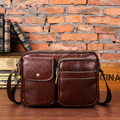 Cool Mens Leather Messenger Bag Small Shoulder Bag Crossbody Bag for men