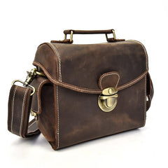 Handmade Leather Mens Cool Small Messenger Bag SLR Camera Case Bag Cycling Bag for men