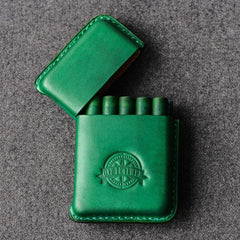 Handmade Black Leather Mens 10pcs Cigarette Holder Case Cool Custom Cigarette Case for Men - imessengerbags