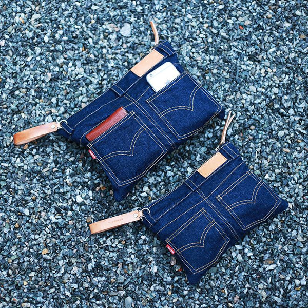 Unique Blue Jean Mens Clutch Bag Cool Wristlet Wallet Zipper Clutch Wallet For Men - imessengerbags